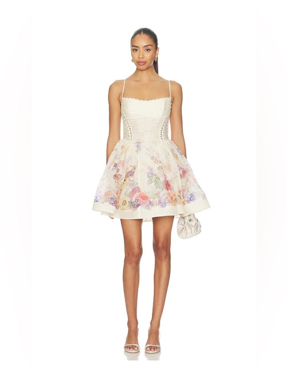Zimmermann Floral Corset Mini Dress US 8 Bustier Silk Organza